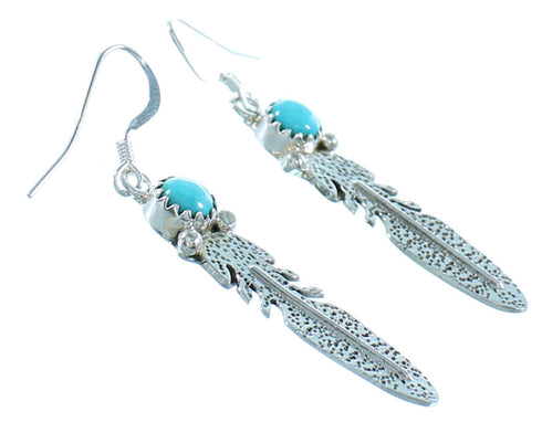 Native American Turquoise Feather Hook Dangle Earrings NX11502